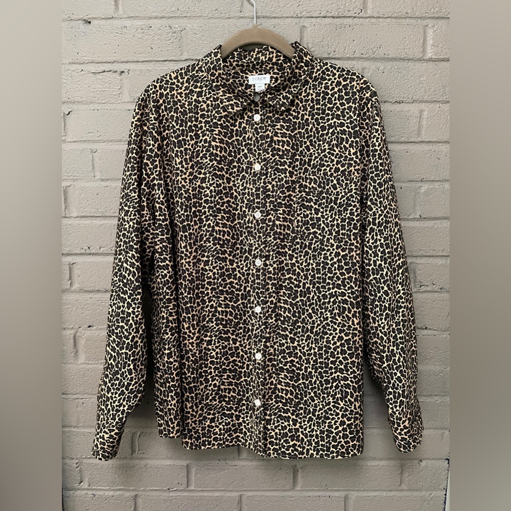 J.Crew Animal Print button down cotton shirt 2X
